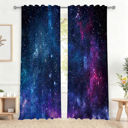 Renaiss 42 x 108 Inch Universe Galaxy Tier Curtains by Renaiss