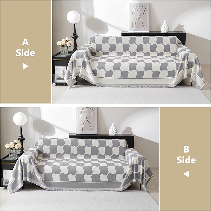 MEETSKY Couch Cover for Dogs Grey Couch Covers for 3 Cushion Couch Sofa Simple - Image 4