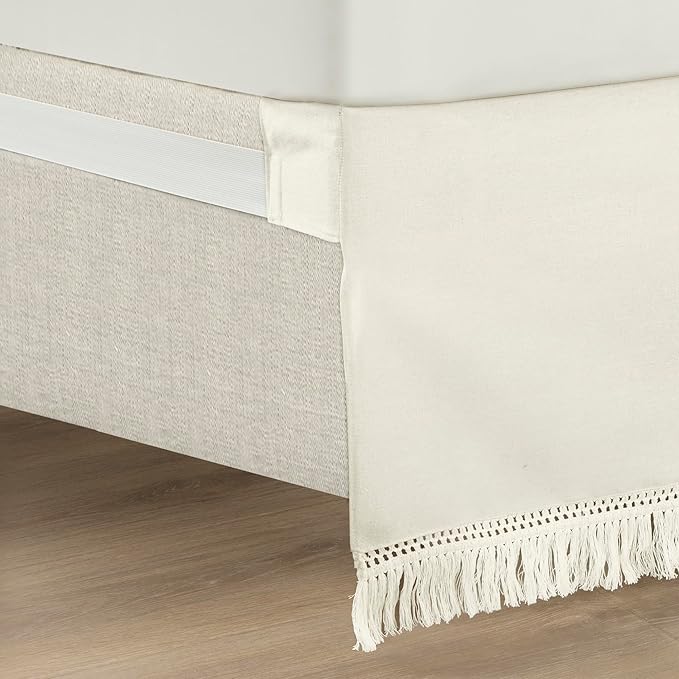 Lush Decor Boho Fringe 15-Inch Tailored Drop Easy Fit Bedskirt - Image 4