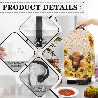 Leopard Cow Sunflower Blender Cover Stand Mixer Covers Anti Fingerprint Dust - Image 4