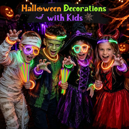 BUDI 467Pcs Halloween Glow Sticks Party Favors, Glow in the Dark Party Pack