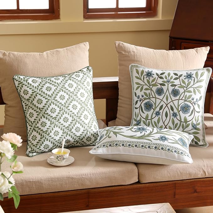 ISAENNE Design Fresh Linen Square Throw Pillow Covers 18"x18", French White - Image 6