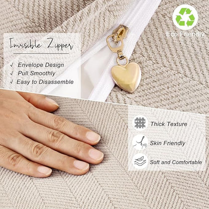 ZWJD Beige Pillow Covers 16x16 Set of 2 Chenille Throw Pillow Covers - Image 4