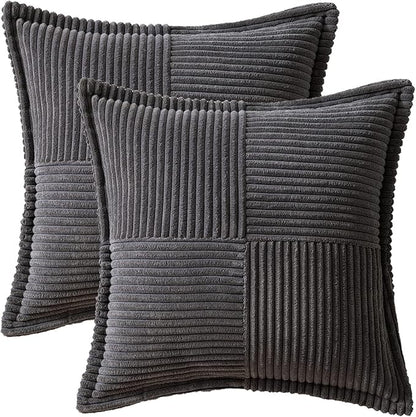 MIULEE Dark Grey Corduroy Pillow Covers 16x16 Inch - Image 6