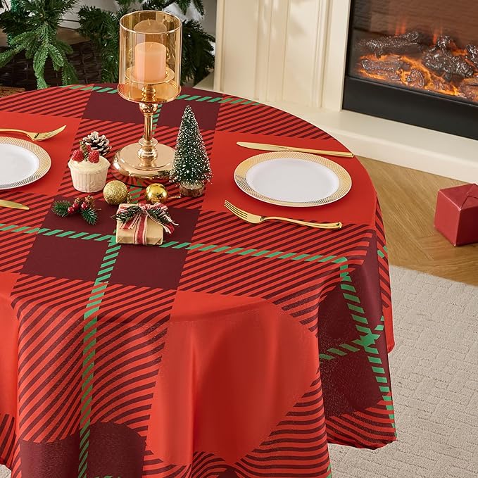 Christmas Tablecloth Round 60 Inch 1 Pack Waterproof, Machine Washable - Image 8