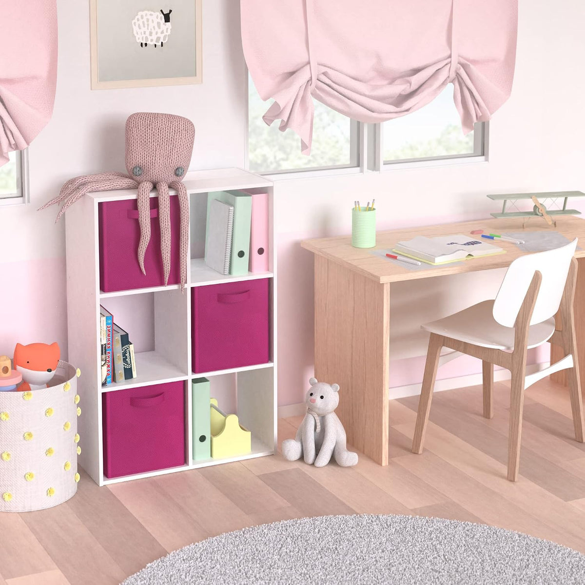 closetmaid cubeicals 6 cube storage shelf organizer bookshelf shown in use