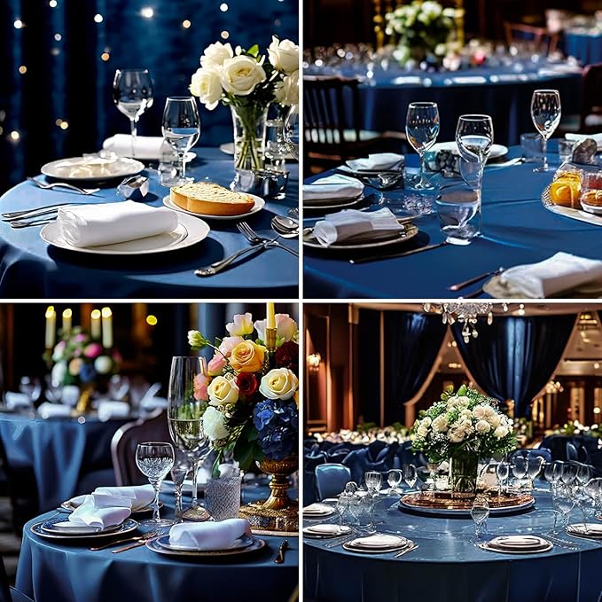Round Tablecloth 120 Inch Tablecloth 6 Pack Navy Blue Table Cloths Washable - Image 7
