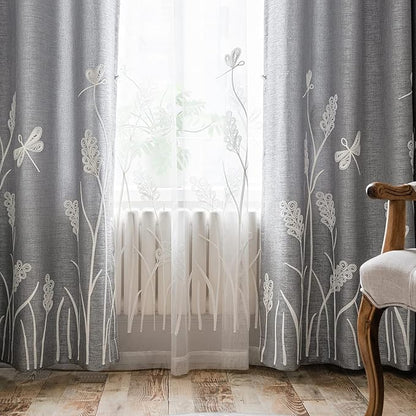 Melodieux Wheat Embroidery Sheer Curtain Extra Wide by Melodieux