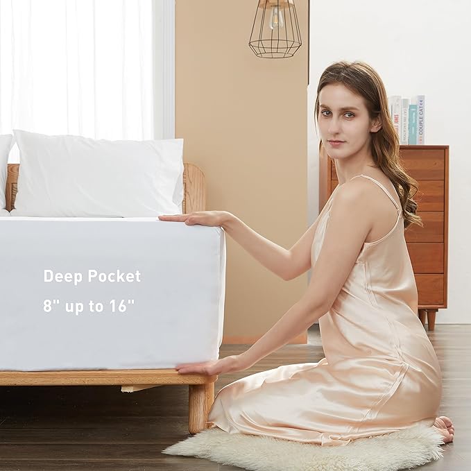 Sunflower Queen Fitted Sheet, 1-Piece Deep Pocket Fitted Bottom Sheet 16" - Image 3
