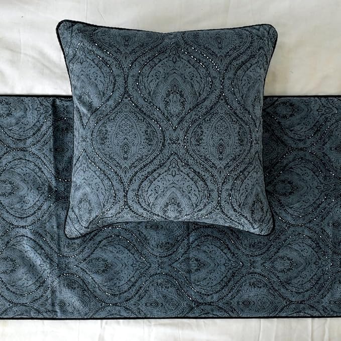 The HomeCentric King/Queen/Twin Gray Decorative King 90"x18" Bed Runner - Image 5
