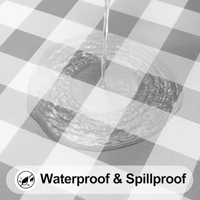 Smiry Rectangle Picnic Table Cloth, Elastic Waterproof Fitted Vinyl Tablecloths - Image 3