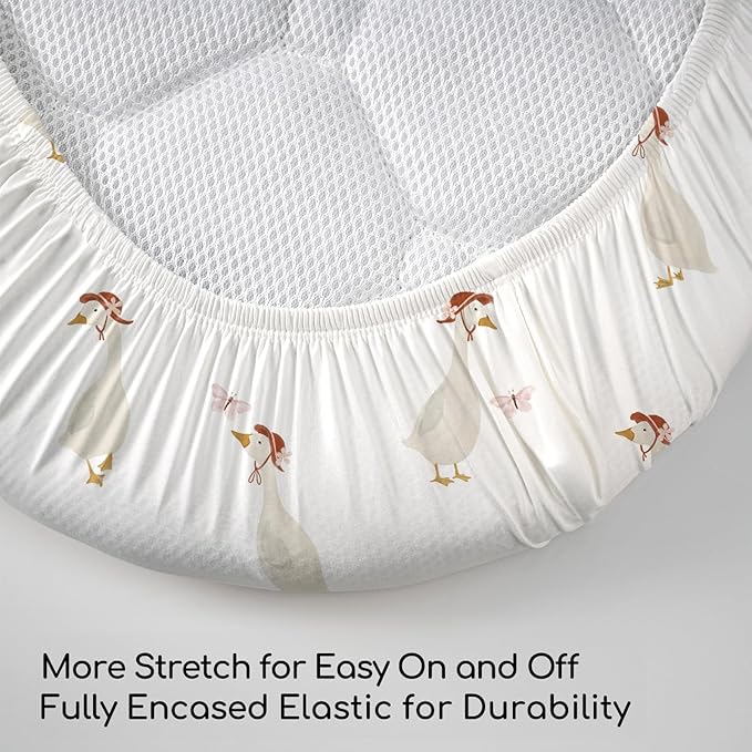3-Pack Organic Bassinet Sheets for Girls Stretch, Soft Cozy Fitted Bassinet - Image 5