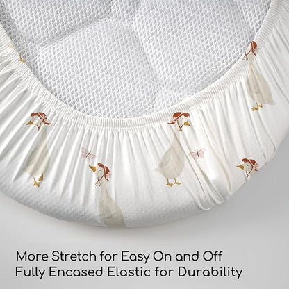 3-Pack Organic Bassinet Sheets for Girls Stretch, Soft Cozy Fitted Bassinet - Image 5