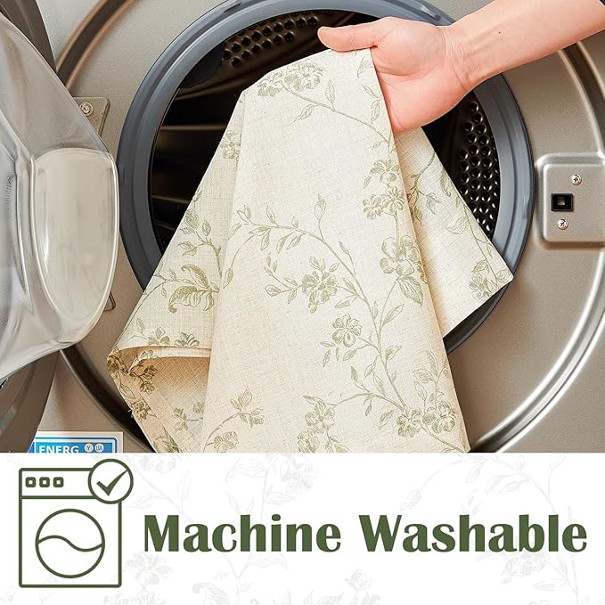jinchan Floral Kitchen Curtains 24 Inch Linen Tier Curtains Christmas Decor - Image 9