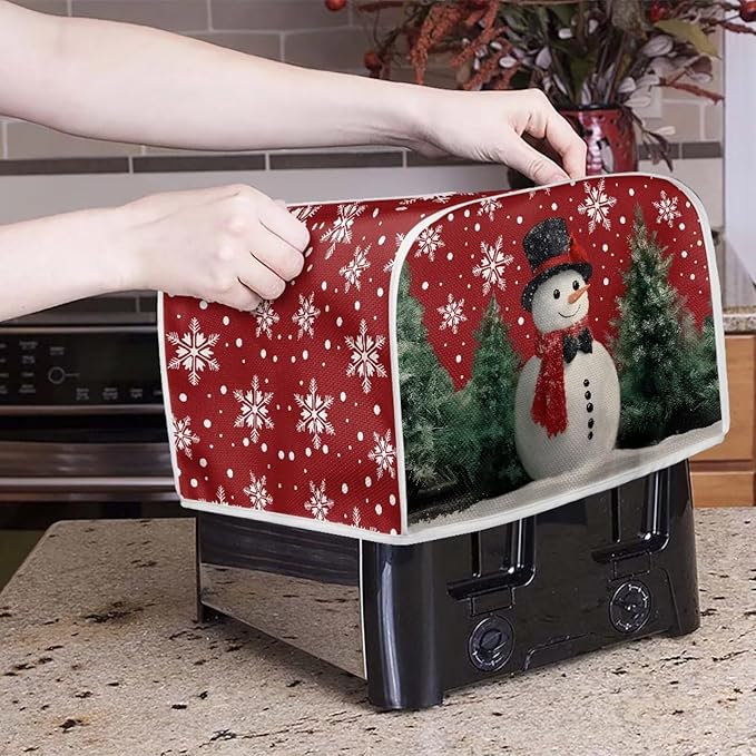 Snowman Snowflake Printed Toaster Oven Cover Kitchen Machine Covers, 4 Slice - Image 2