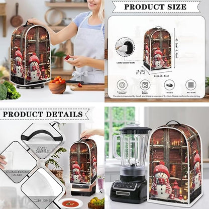 Cute Snowman Print Christmas Appliance Covers Set Washable Kitchen Blender Dust - Image 3