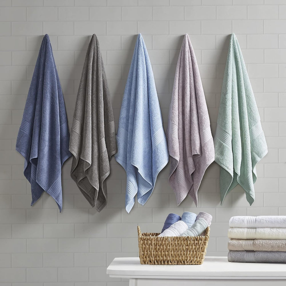Madison Park Organic Cotton Bath Towel Set Absorbent, 6 Piece, Blue