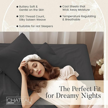 100% Organic Cotton Twin Sheets Set, 300TC Sateen Weave 3 PC Twin Bed Sheets - Image 4