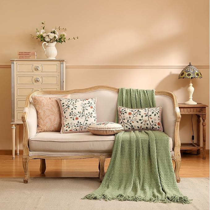 ISAENNE Design Linen Classic Throw Pillow Covers 12"x20", French Farmhouse - Image 3