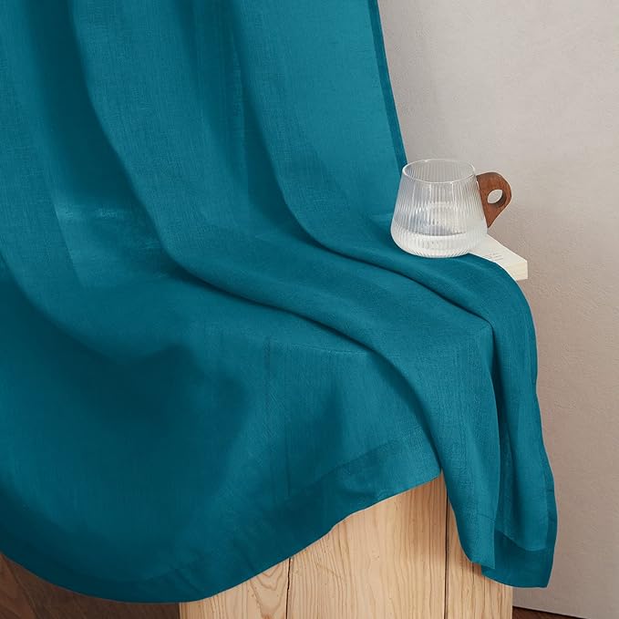 NICETOWN Semi Sheer Curtains Flax Linen Texture, Grommet Retro Linen Weave - Image 7