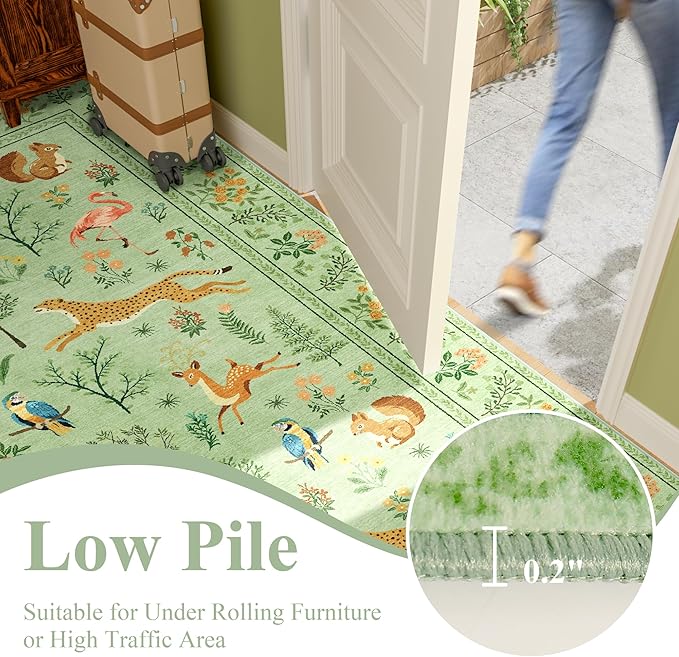 DUKINO 8x10 Rug, Washable Animal Living Room Rug - Image 6