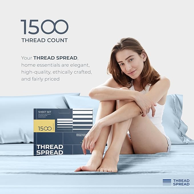 THREAD SPREAD 100% Egyptian Cotton Sheets Queen Size - Image 8