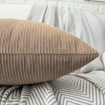 HWY 50 Taupe Chenille Throw Pillow Covers 18x18 Inch - Image 5