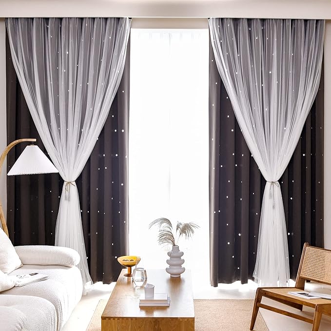 Kinryb Kids Curtains Baby Room Decor 2 Layer Curtains Thermal Insulated Stylish - Image 3