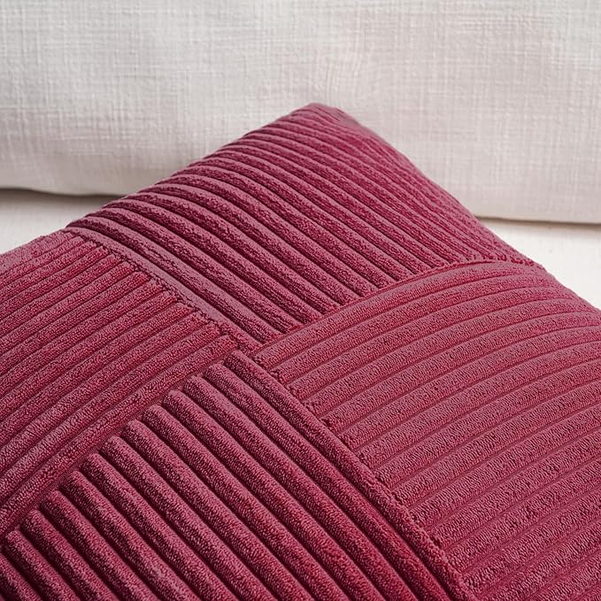 Fancy Homi 2 Packs Burgundy Samll Decorative Throw Pillow Covers 12x12 Inch - Image 3