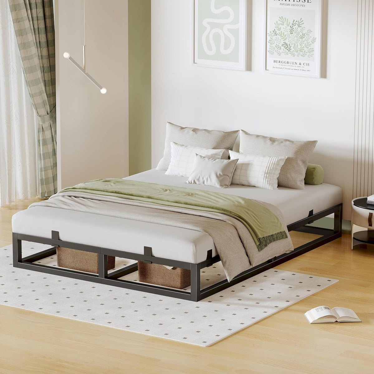 kind bed frame 6 inch,metal platform bedframe upgrade, front angle view