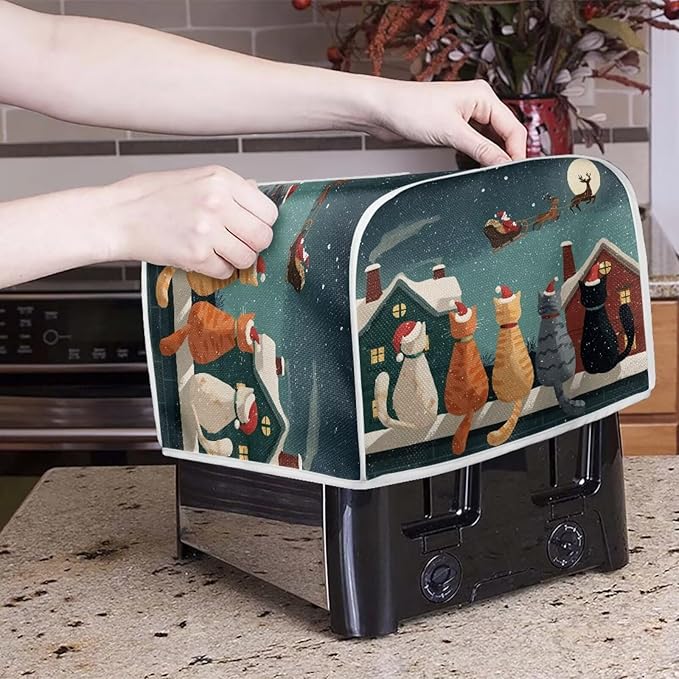 Christmas Cat Printed Toaster Oven Cover - Image 2