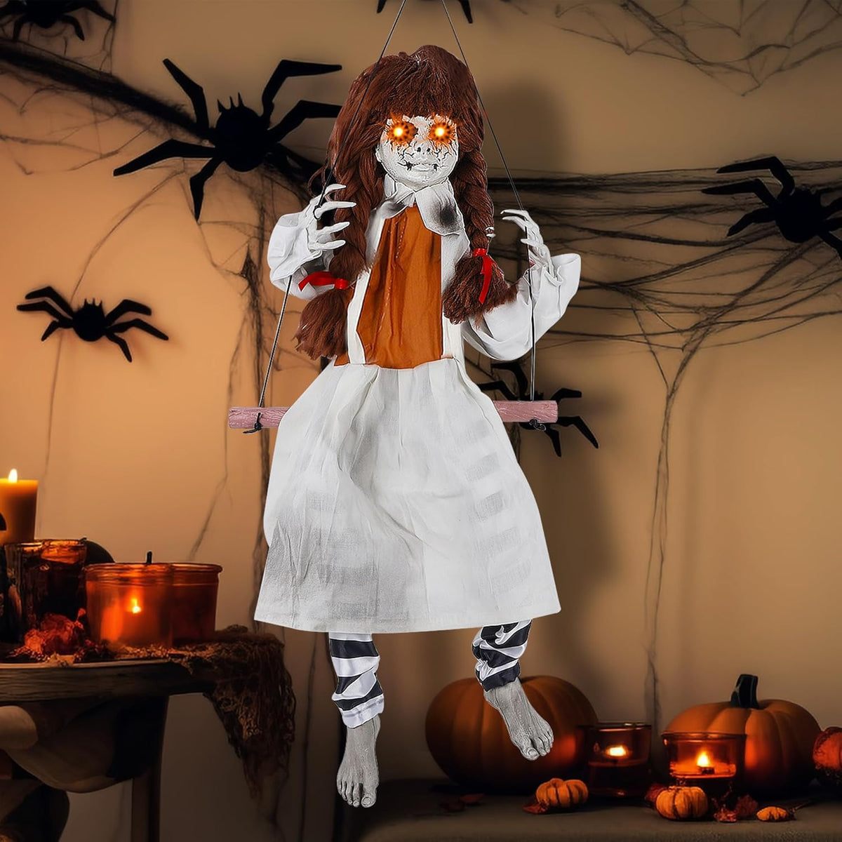 Prsildan Animatronic Halloween Decorations Outdoor Scary Ghost Girl Decor