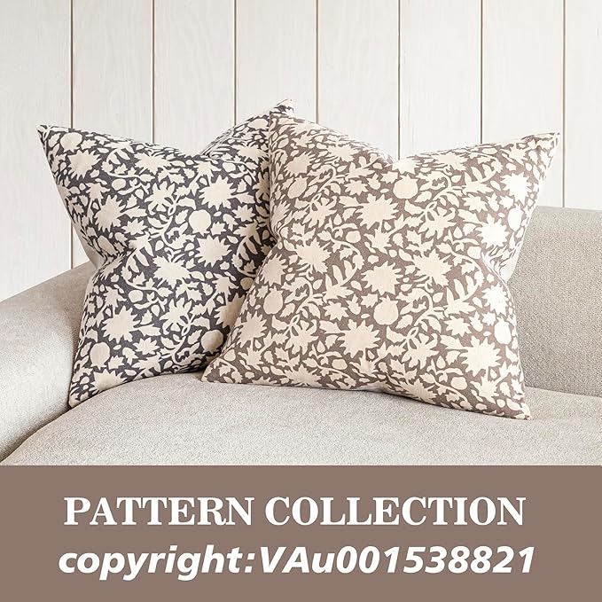 Foindtower Set of 2 Decorative Neutral Floral Throw Pillow Covers Accent - Image 3