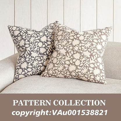 Foindtower Set of 2 Decorative Neutral Floral Throw Pillow Covers Accent - Image 3