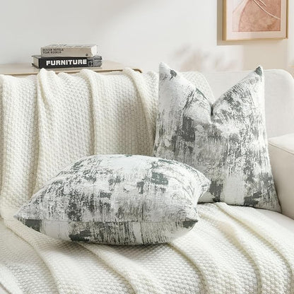 FUTEI Dark Green White Decorative Throw Pillow Covers 24x24 Inch Set of 2 - Image 5
