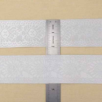 Boho Jacquard Ribbon Floral Ribbon Silver Embroidery Jacquard Trim - Image 3
