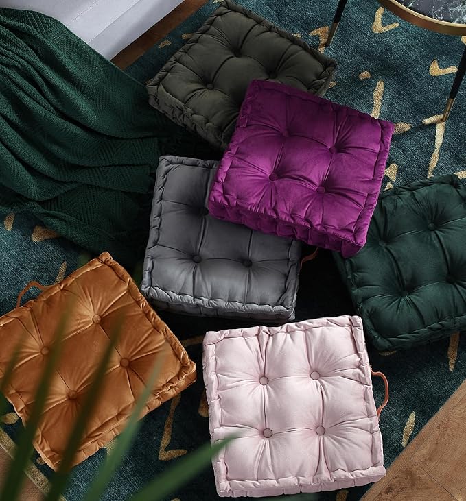 vctops Fall Square Solid Color Velvet Seat Cushion - Image 4