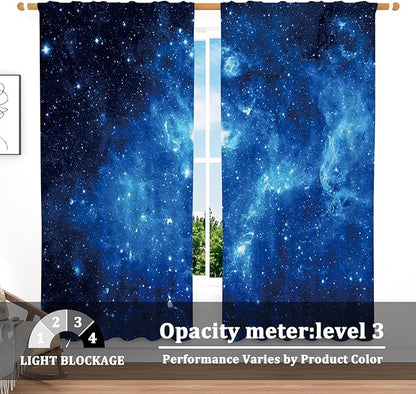 Renaiss 53 x 84 Inch Galaxy Outer Space Tier Curtains Small Window Treatment - Image 3