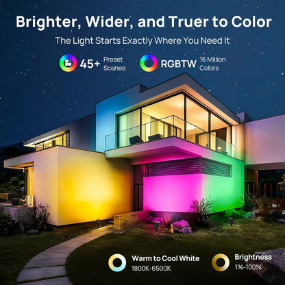 Consciot Smart Solar Spot Lights Outdoor, RGBTW Halloween Solar Lights