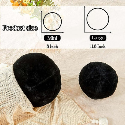 Uvvyui Black Ball Pillow, 11.8" Cute Round Throw Pillow Faux Rabbit Fur Room - Image 2