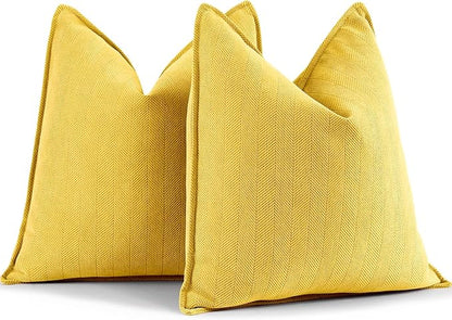 ZWJD Yellow Pillow Covers 22x22 Set of 2 Chenille Throw Pillow Covers by ZWJD