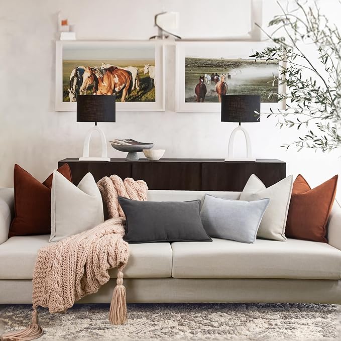 ZWJD Beige Pillow Covers 24x24 Set of 2 Chenille Throw Pillow Covers - Image 6