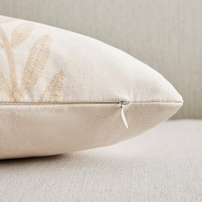 100% Cotton Farmhouse Leaves Throw Pillow Covers Set of 2, 22x22 Inch Mixed - Image 3