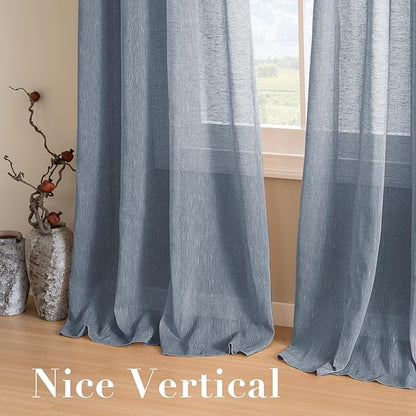 H.VERSAILTEX Linen Curtains Nickel Grommet Natural Linen Semi-Sheer Curtains 2 - Image 7