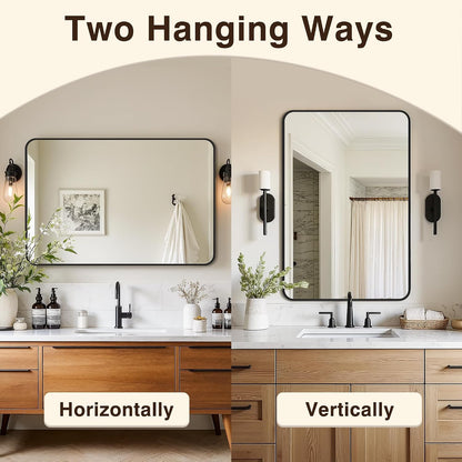 vanity black bathroom mirror for over sink, 2 on a desk or shelf