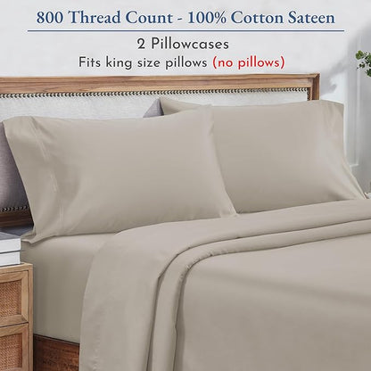 California Design Den 100% Cotton King Pillow Cases Set of 2, 800 Thread Count - Image 2