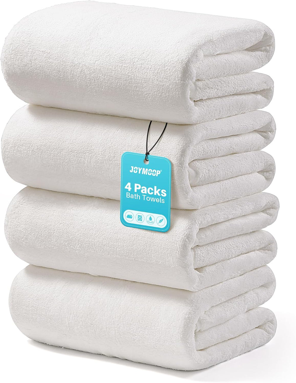JOYMOOP Microfiber Bath Towels 4 Packs Extra Large 30" x 60", White