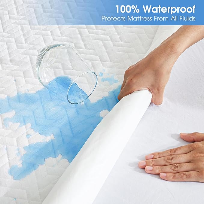 Hanherry 100% Waterproof Mattress Protector Full Size, Mattress Cover 3D Air - Image 3