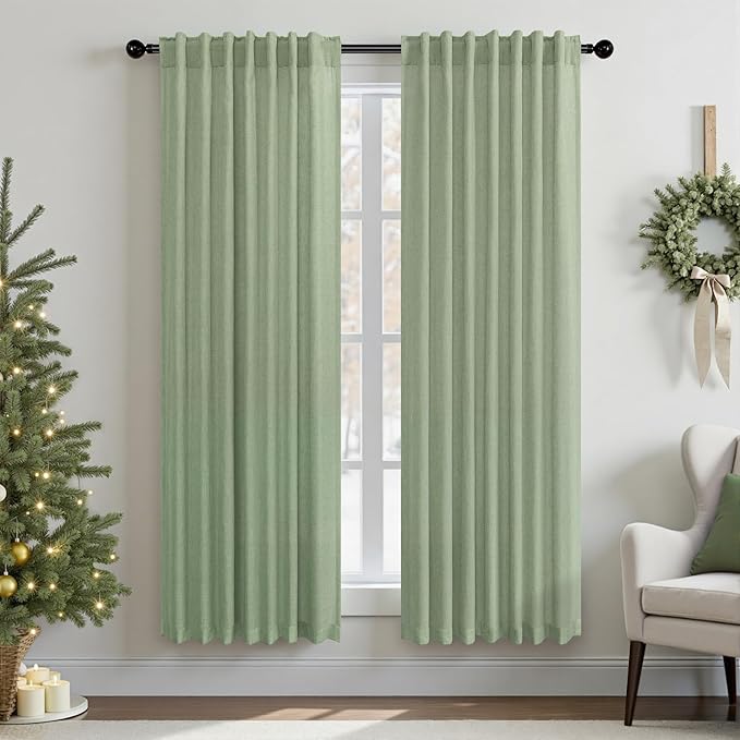 Light Sage Curtains 38 Inch Wide by Pitalk