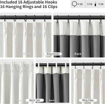 Pinch Pleated 100% Blackout Linen Curtains 90 Inch Length 2 Panels Set - Image 6